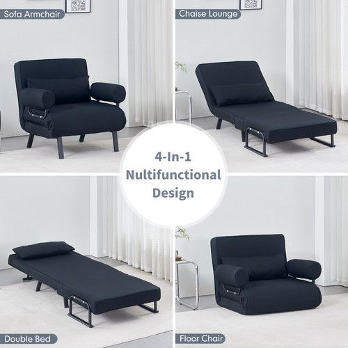 Black folding single sofa - black,